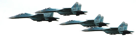 Четверка Су-27 над Амуром