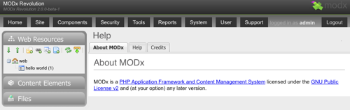 MODx Revolution Интерфейс Менеджера