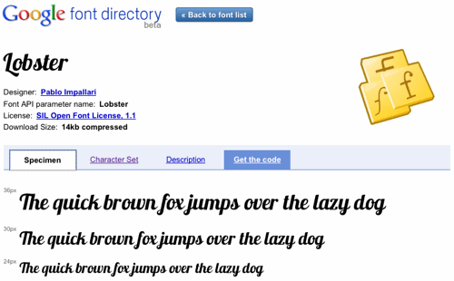 Google Font Directory